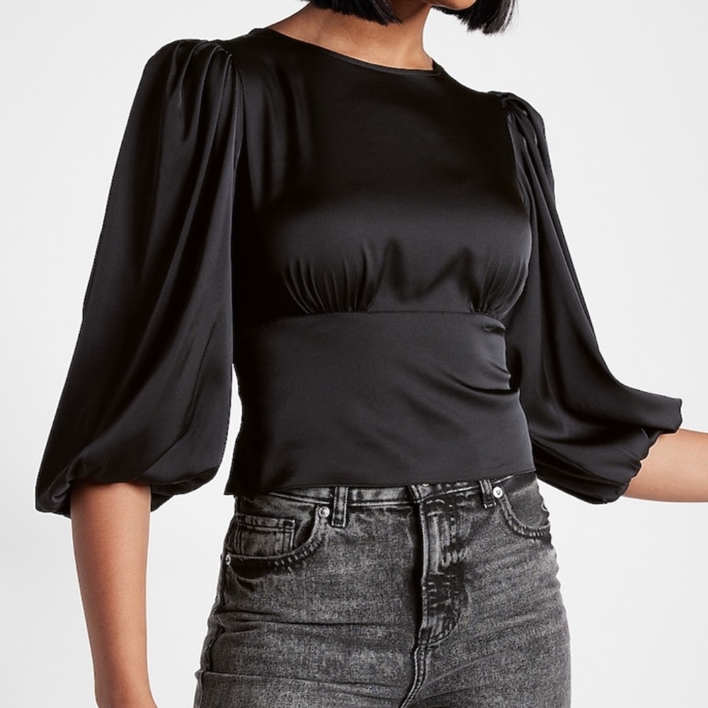 Express Satin Open Back Top , XS